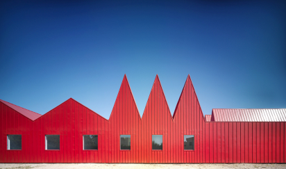 Red. Architecture in monochrome.